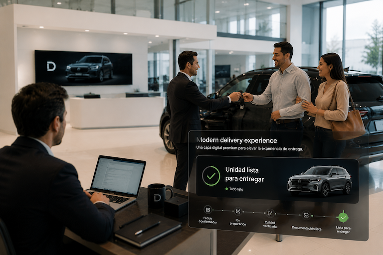 Experiencia digital para entrega de vehículos en agencia automotriz